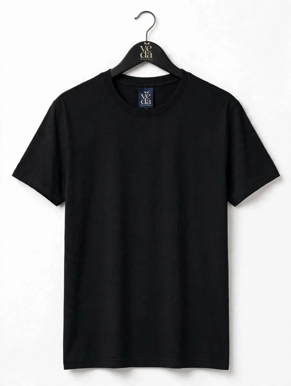 VEDA Fashion Premium Plain Men's Black T-Shirt | 100% Cotton | Regular Fit