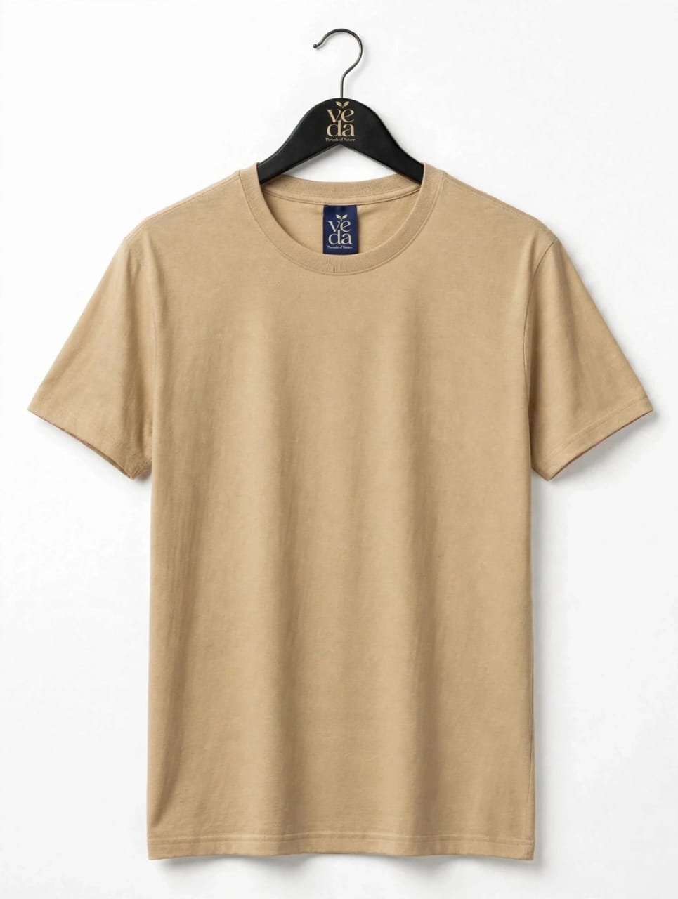 VEDA Fashion Premium Plain Men's Beige T-Shirt | 100% Cotton | Regular Fit