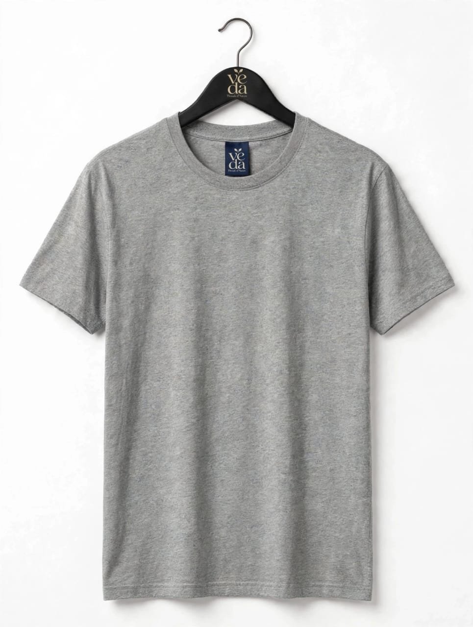 VEDA Fashion Premium Plain Men's Grey Melange T-Shirt | 100% Cotton | Regular Fit
