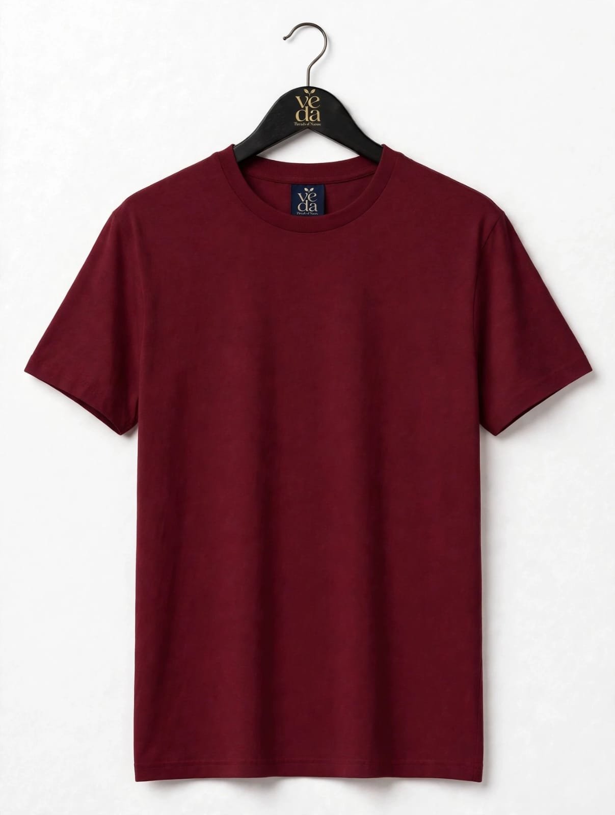 VEDA Fashion Premium Plain Men's Maroon T-Shirt | 100% Cotton | Regular Fit
