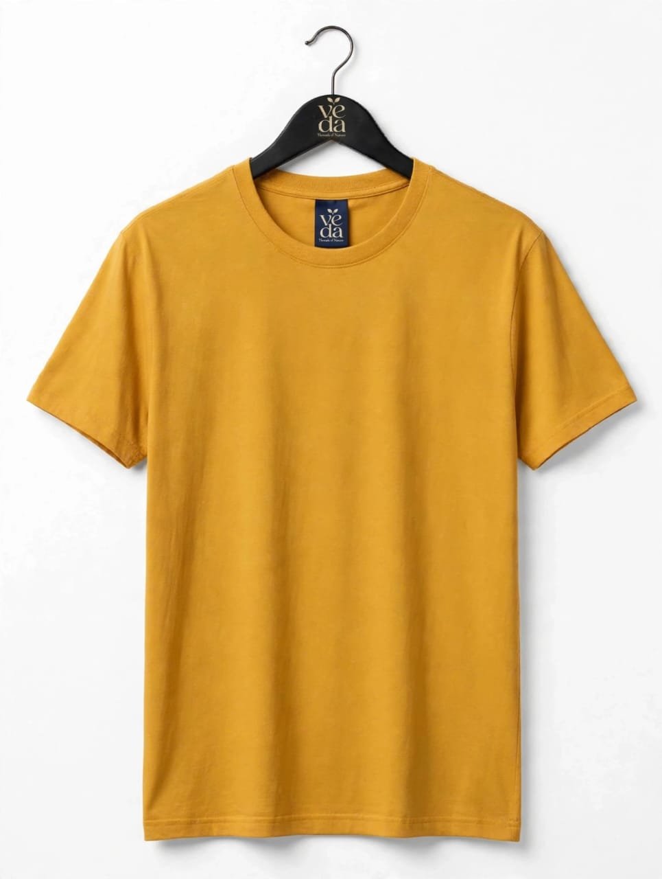 VEDA Fashion Premium Plain Men's Mustard Yellow T-Shirt | 100% Cotton | Regular Fit