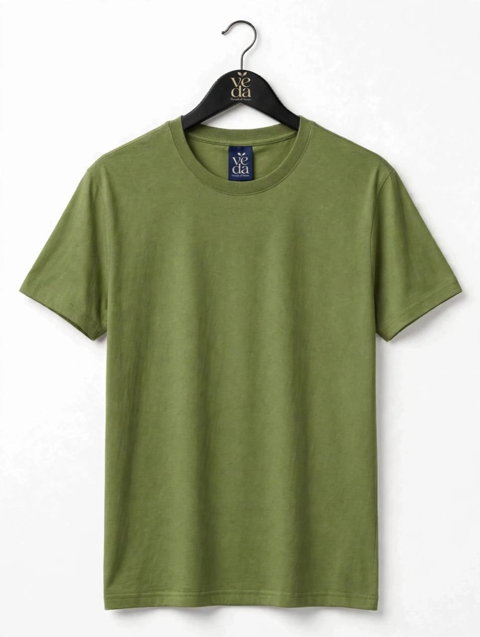 VEDA Fashion Premium Plain Men's Olive Green T-Shirt | 100% Cotton | Regular Fit