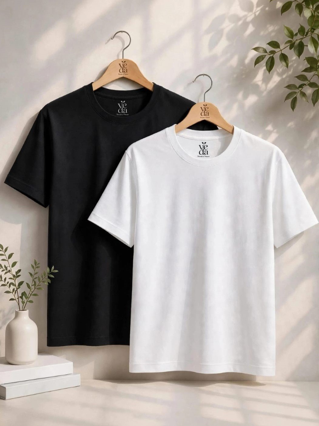 VEDA Fashion Premium Plain Men's Combo (Black & White) T-Shirts (Regular Size)