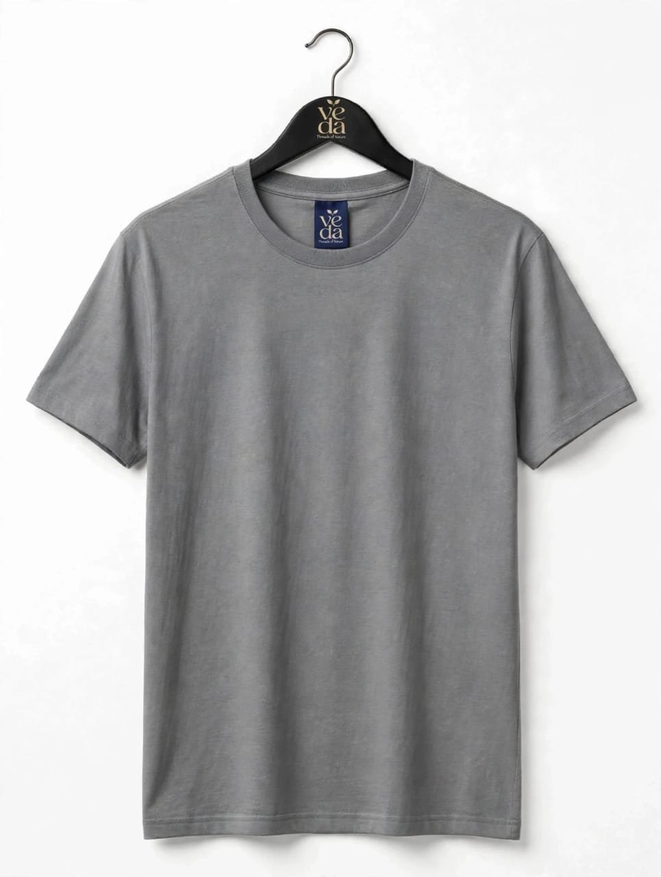 VEDA Fashion Premium Plain Men's Steel Gray T-Shirt | 100% Cotton | Regular Fit