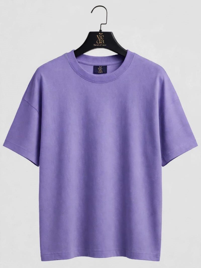 Veda Men’s Premium Dark Purple Plain Oversized T-Shirt