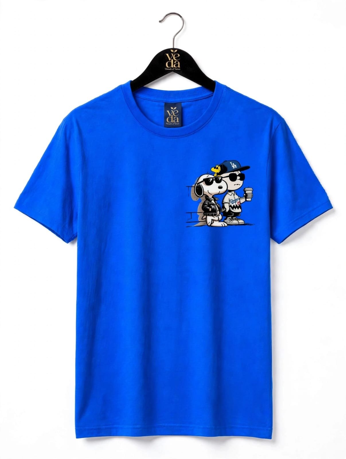 VEDA Fashion Premium Snoopy Printed Royal Blue Men's T-Shirt | 100% Cotton | Regular Fit