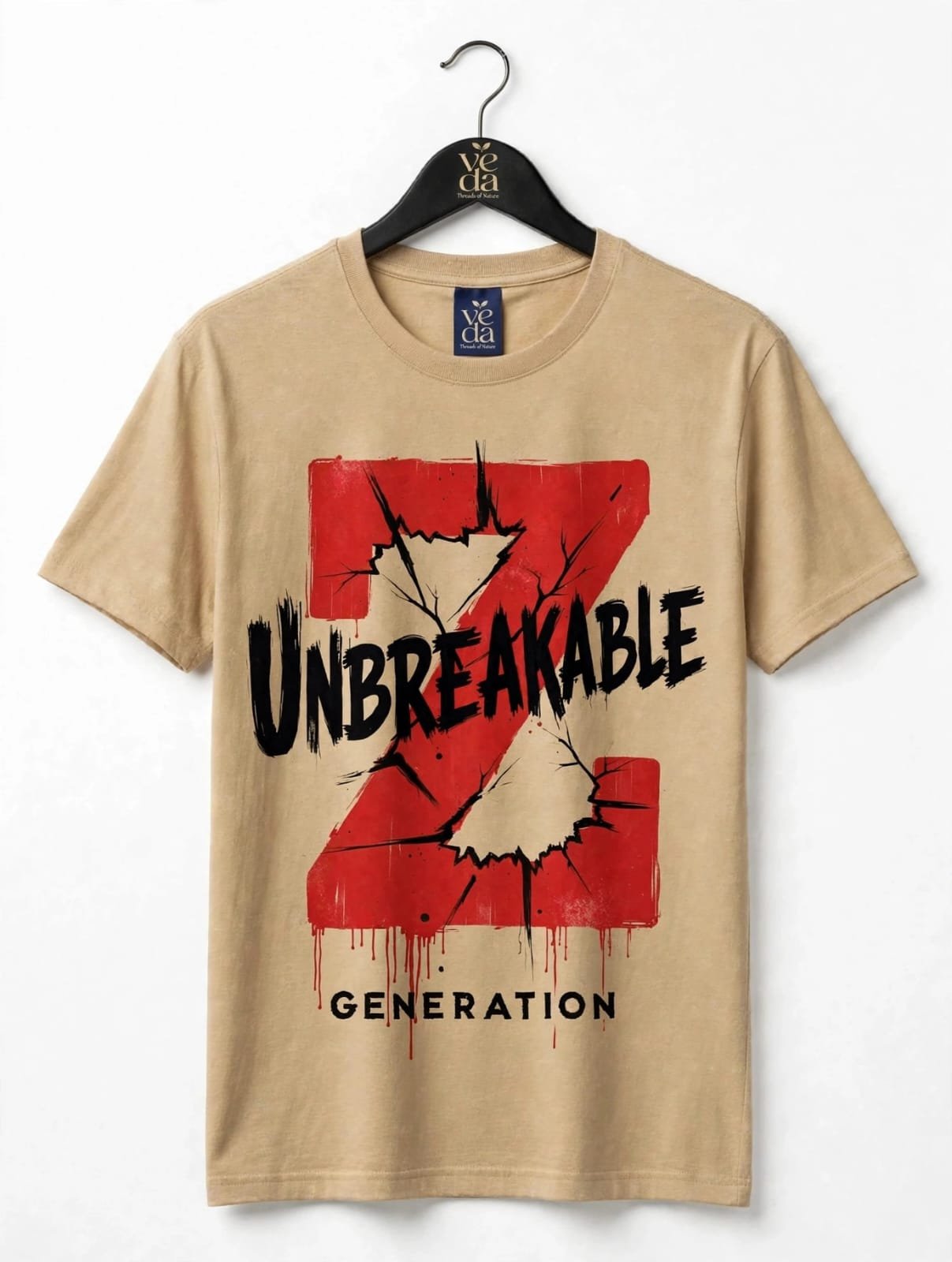 VEDA Fashion Premium Unbreakable Printed Beige Men's T-Shirt | 100% Cotton | Regular Fit