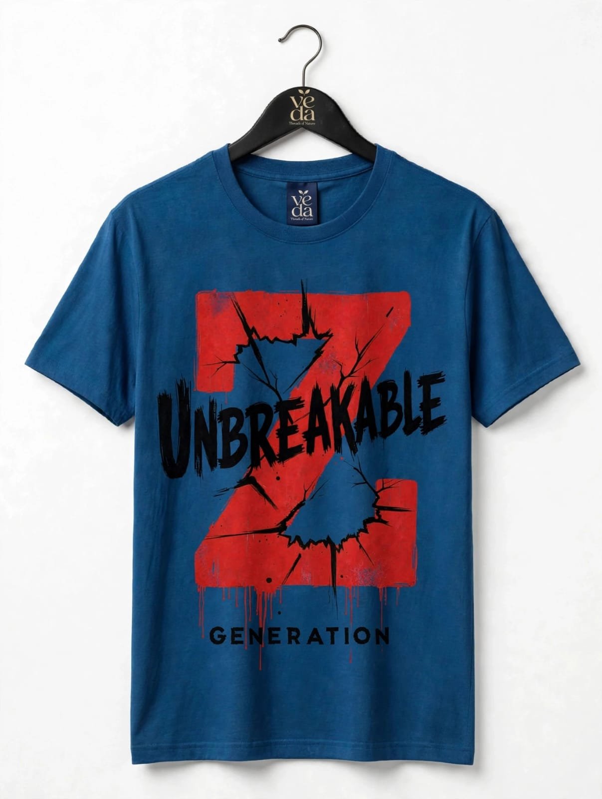 VEDA Fashion Premium Unbreakable Printed Navy Blue Men's T-Shirt | 100% Cotton | Regular Fit