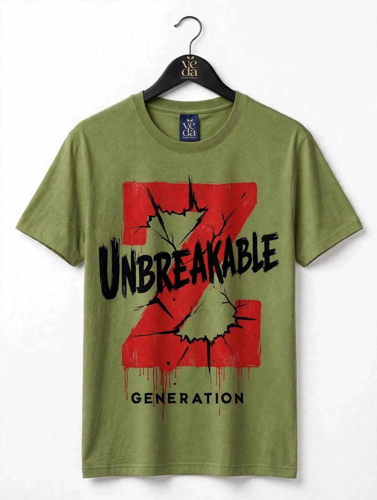 VEDA Fashion Premium Unbreakable Printed Olive Green Men's T-Shirt | 100% Cotton | Regular Fit