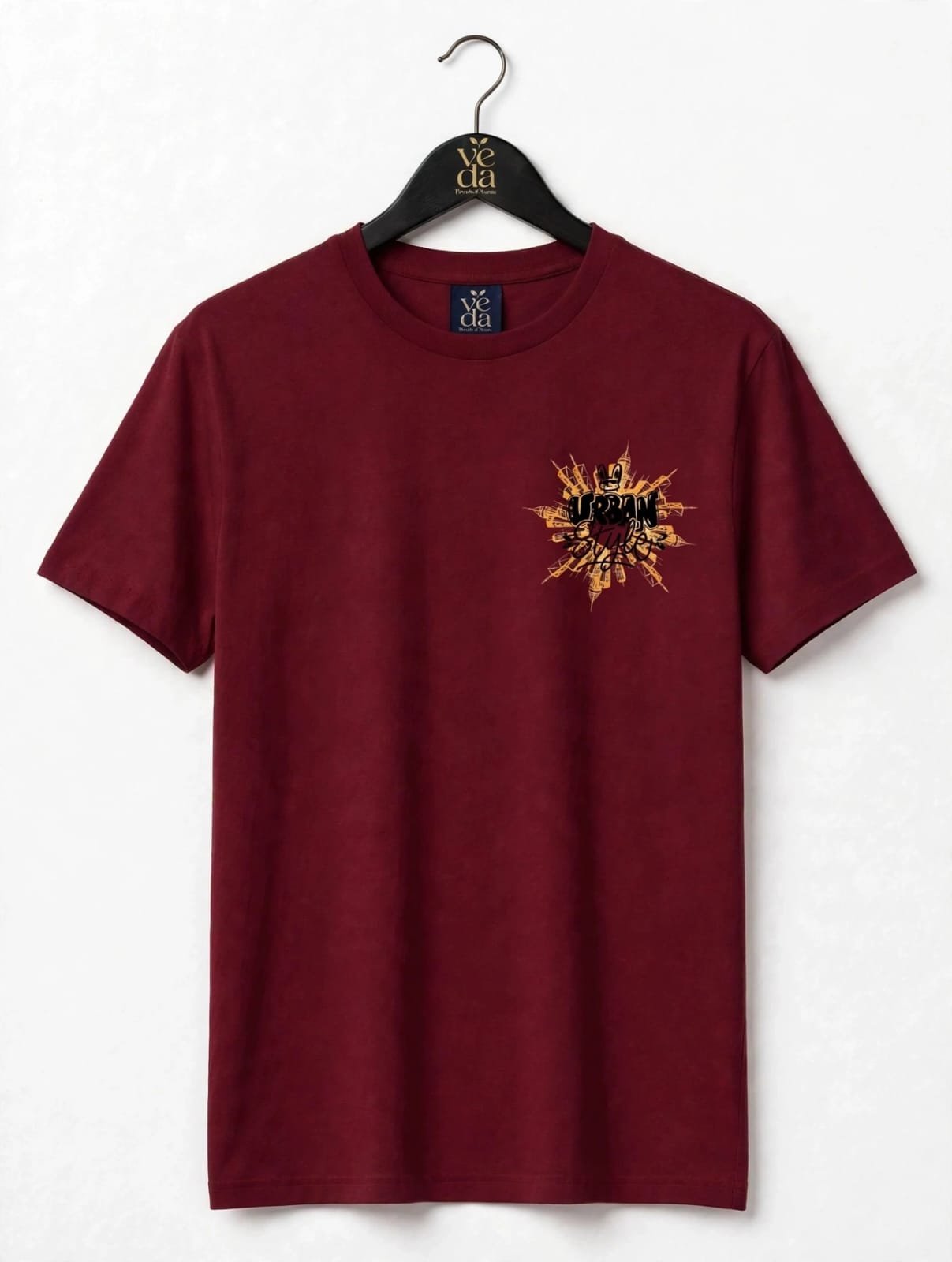 VEDA Fashion Premium Urban Metro Printed Maroon Men's T-Shirt | 100% Cotton | Regular Fit