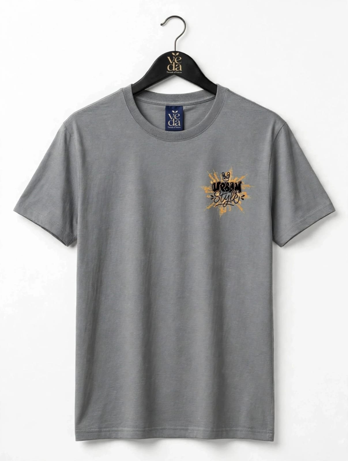 VEDA Fashion Premium Urban Metro Printed Steel Grey Men's T-Shirt | 100% Cotton | Regular Fit