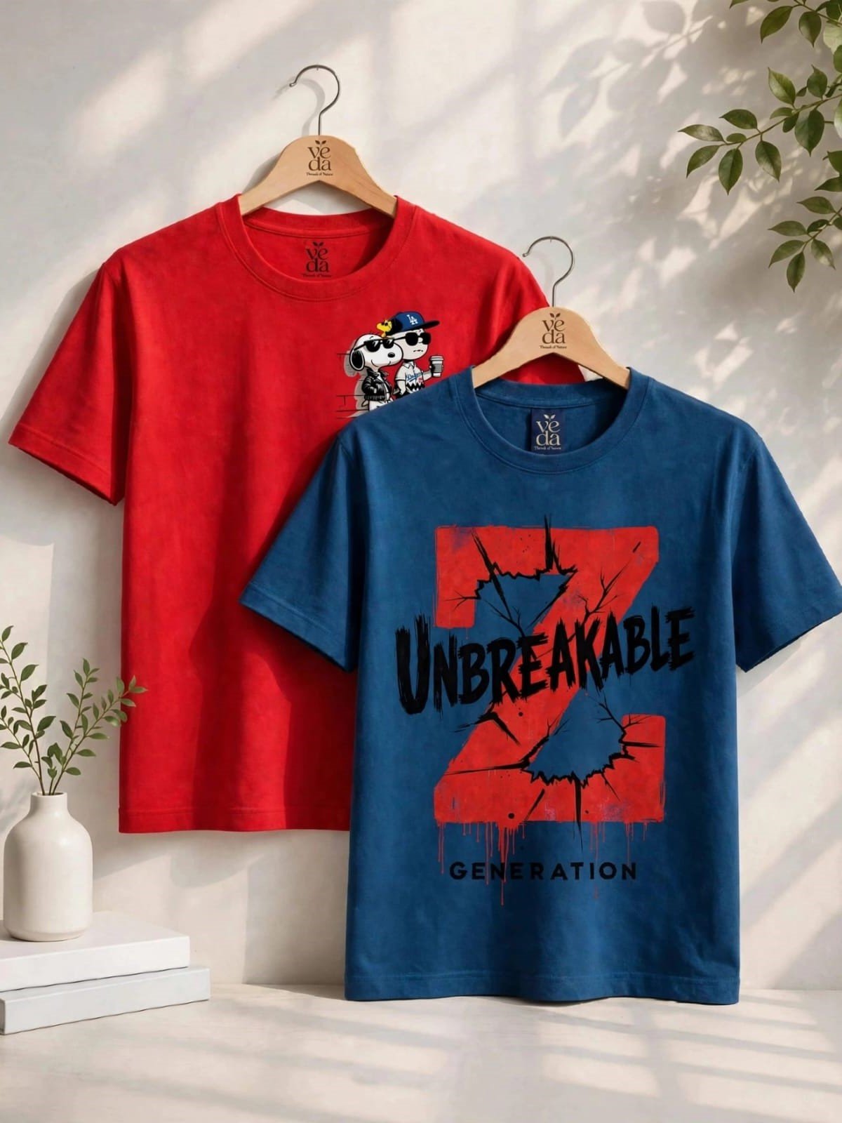 VEDA Fashion Premium Printed Men’s Combo (Red, Navy Blue) T-Shirts (Regular Size)